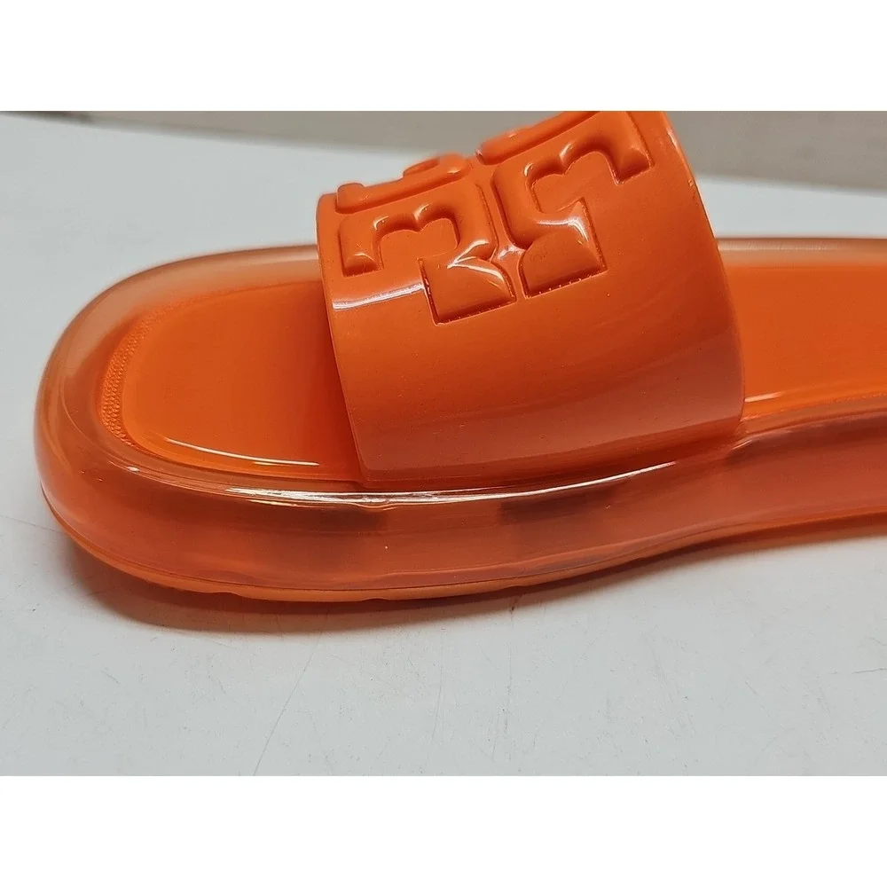 Tory Burch Bubble Jelly Slides Fluorescent Orange (Size 6B)